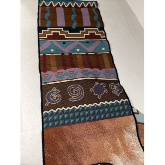 Southwestern Kokopelli Style Table Runner Tapestry Woven Aztec Design 68" Long - Picture 4 of 6